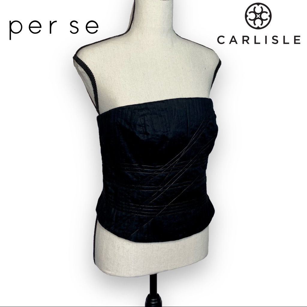 Carlisle Per Se Strapless Black Bustier Top Size 12